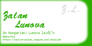 zalan lunova business card